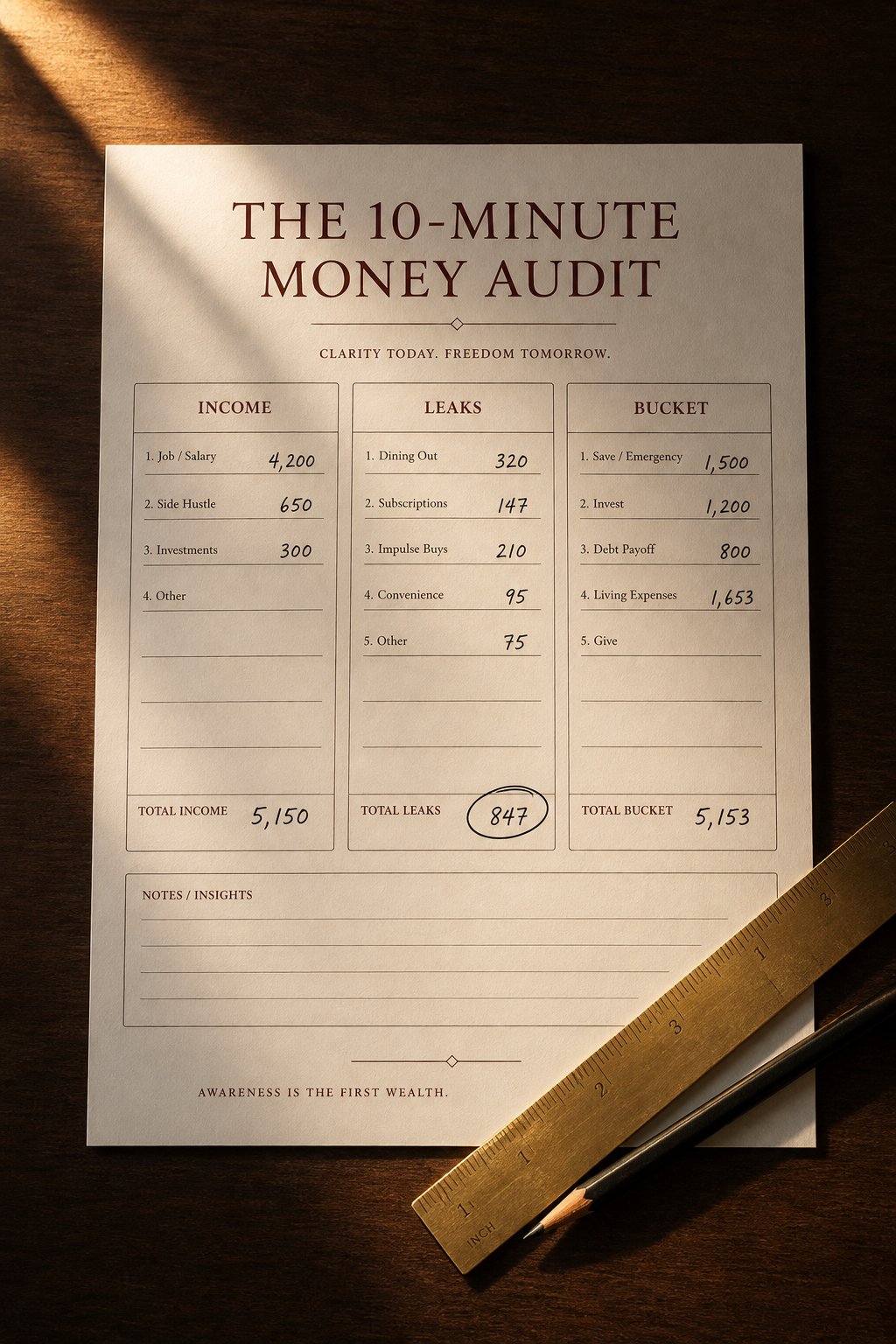 The 10-Minute Money Audit printable worksheet